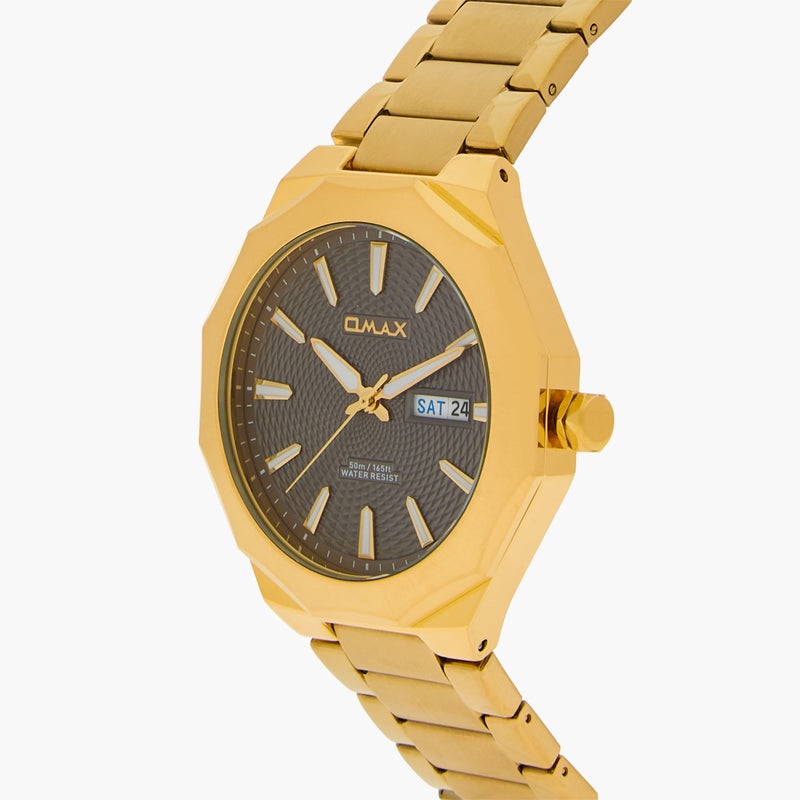 OMAX ساعة يد أنالوج ذهبية للرجال من أومكس - Image 4